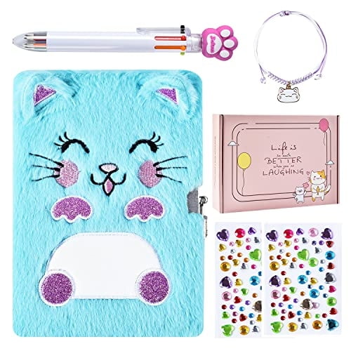 Diario chicas candado y llaves PJDRLLC cuaderno viaje lindo diario sueños secretos bolígrafo multicolor pegatinas pulsera regalo práctico cumpleaños Navidad