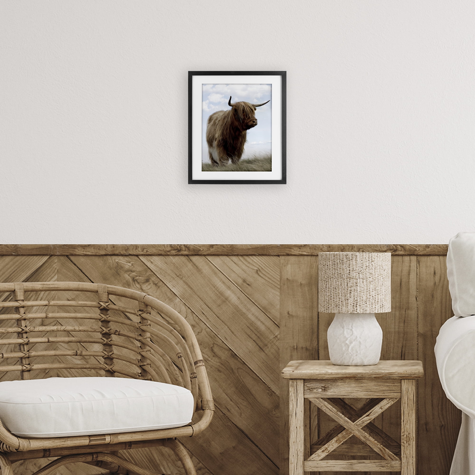 Stupell Industries Restful Look Highland Cattle Black Framed Print Under Glass, design by Marcus Prime