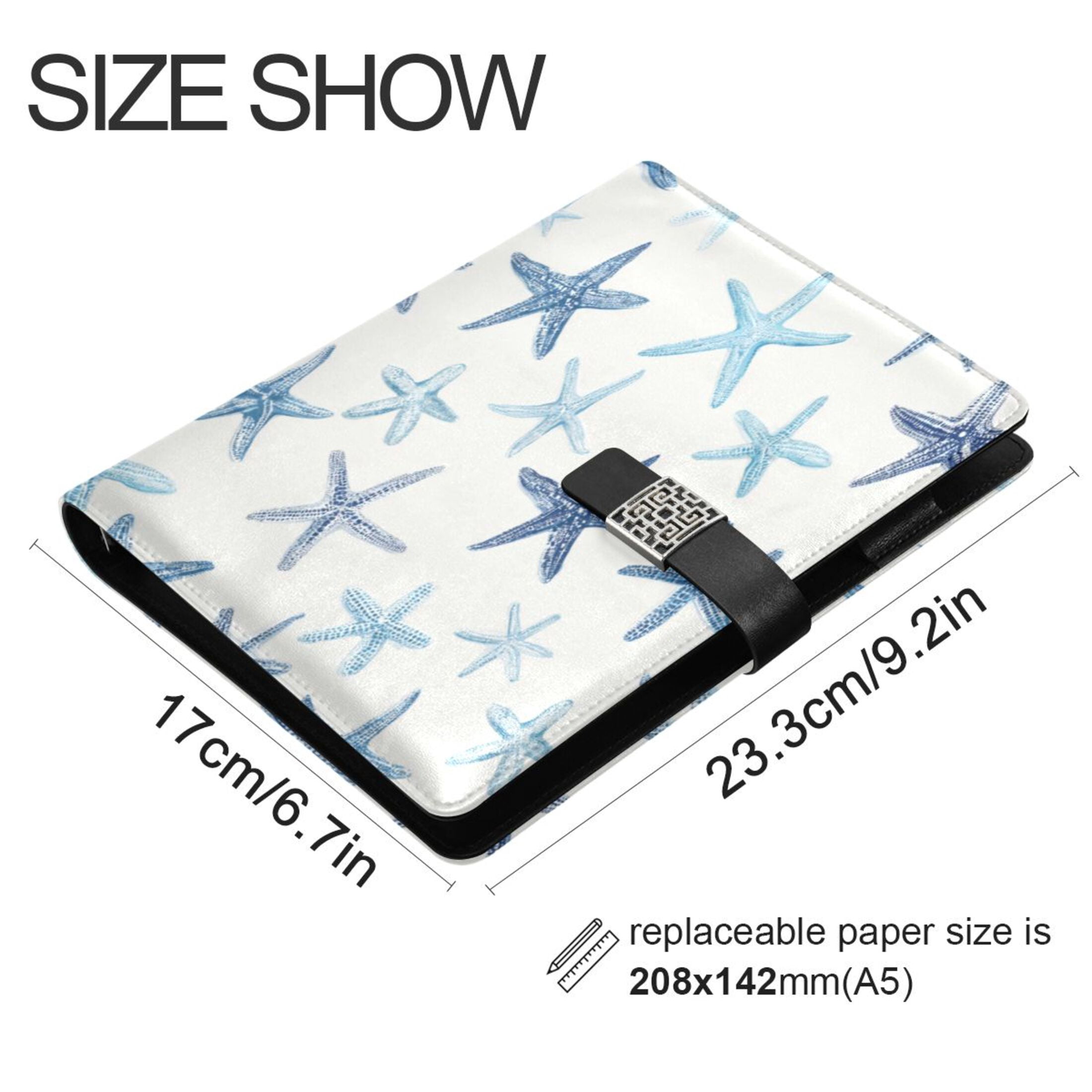 Leather Planner Leather Notebook Notebook Journal Binder Design Pen Pocket Design Convenient for Storage Blue Sea Sar