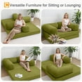 thumbnail image 4 of COMAX Folding Sofa Bed Queen, 4-in-1 Convertible Foldable Floor Couch Futon Sofa with Armrests, Sleeper Mattress Fold Out Chair Bed Comfy Portable Lounge Guest for Living Room Bedroom, Light Green, 4 of 5