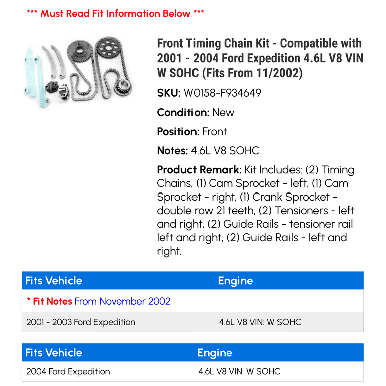 Marketplace Auto Parts Front Timing Chain Kit, Compatible with