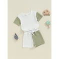 thumbnail image 3 of Musuos Baby Boys Simple Summer Outfits 0-3 Years Contrast Color Short Sleeves T-Shirt and Elastic Shorts Set Toddler Casual Clothes, 3 of 10