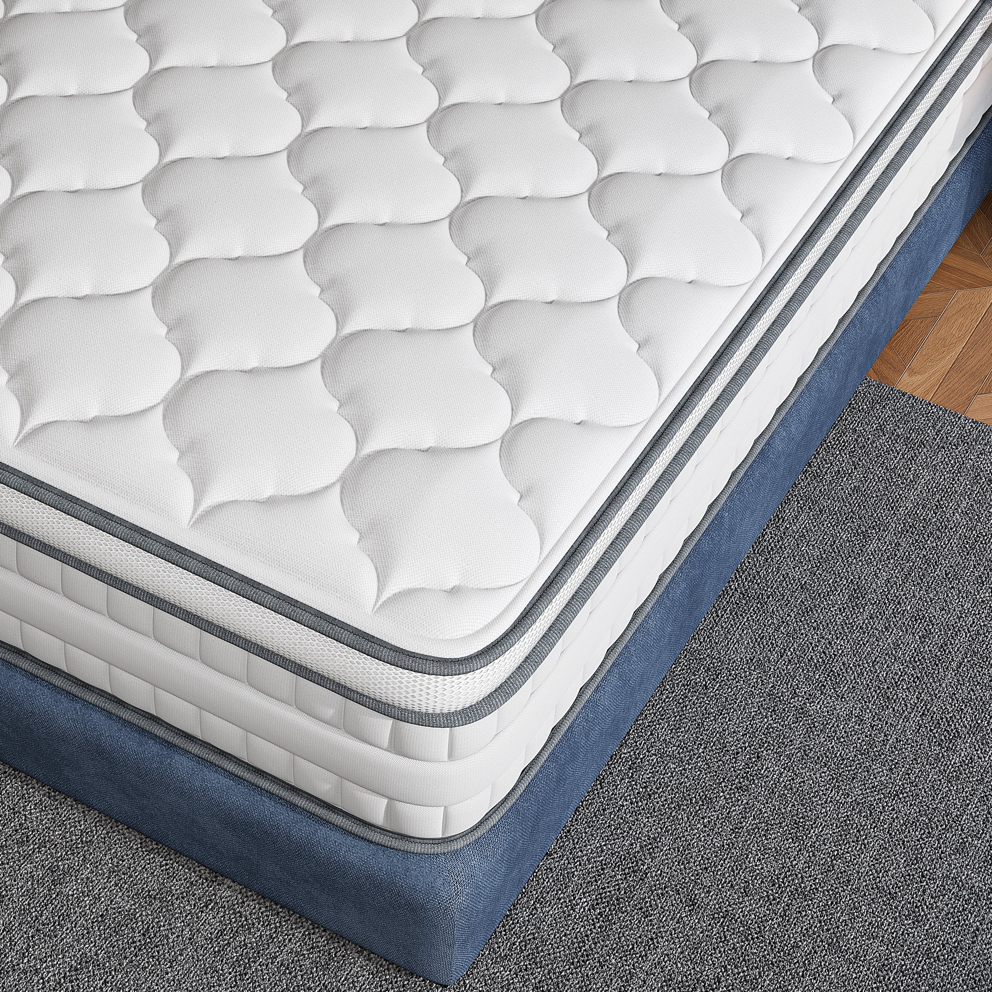 14 inch Full Size Mattress in a Box Memory Foam & Pocket Spring Mattresses Full Medium Comfort,Pressure Relief & Motion Isolation White
