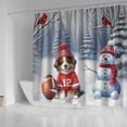 thumbnail image 4 of Hello Winter Miniature American Shepherd Football Snowman Welcome Snowy Morning Shower Curtain MAS Dog Lover Gifts Waterproof Bathroom Bathtub Curtain - 01012, 4 of 5