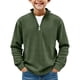 thumbnail image 1 of Ceisia Boys Lightweight Soft Waffle Shirts Long-Sleeve Quarter-Zip Pullover Sweatshirt Mock Neck Army Green 130 Gift, 1 of 5