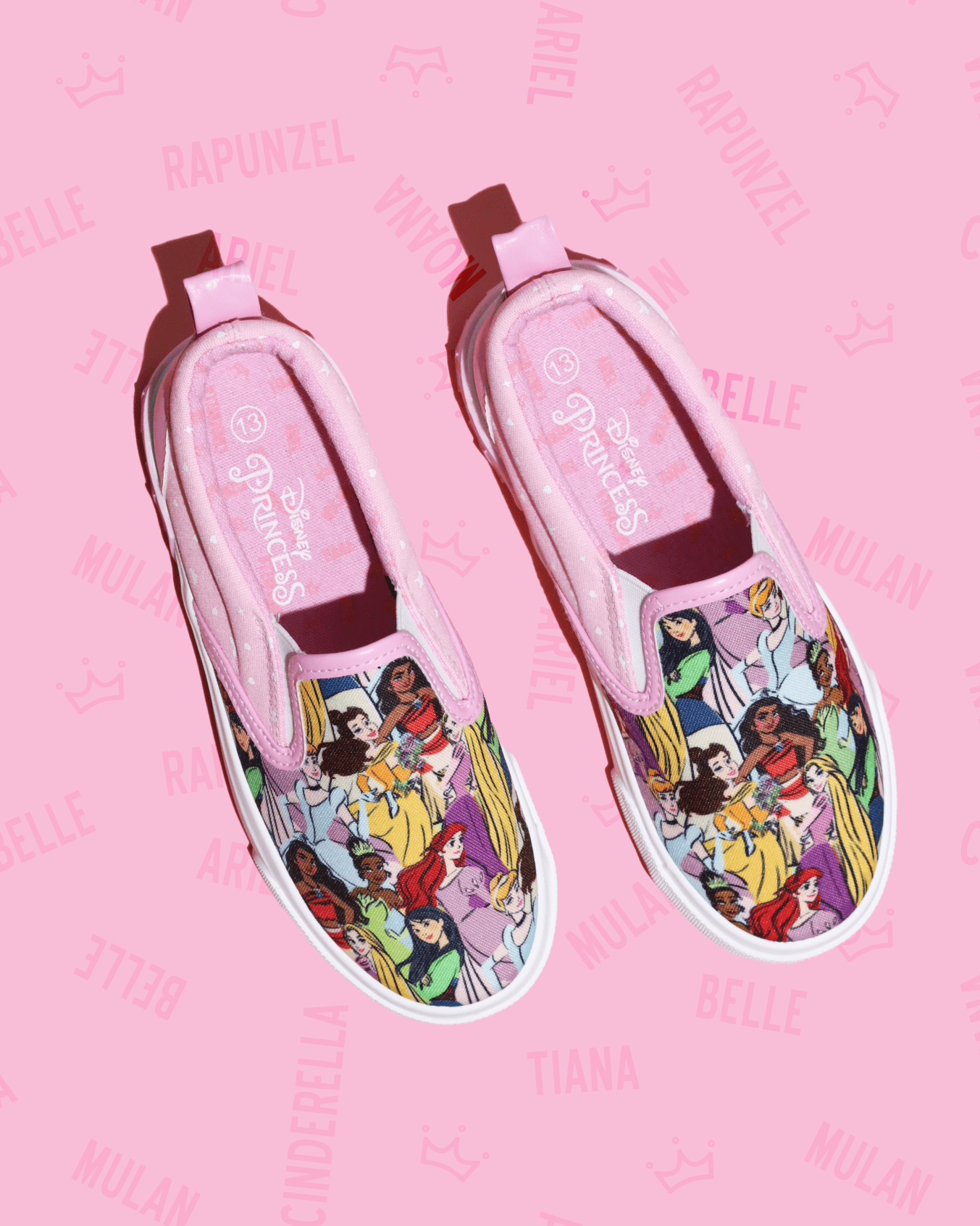 Disney Princess Girls Low Top Slip-On Twin Gore Sneakers