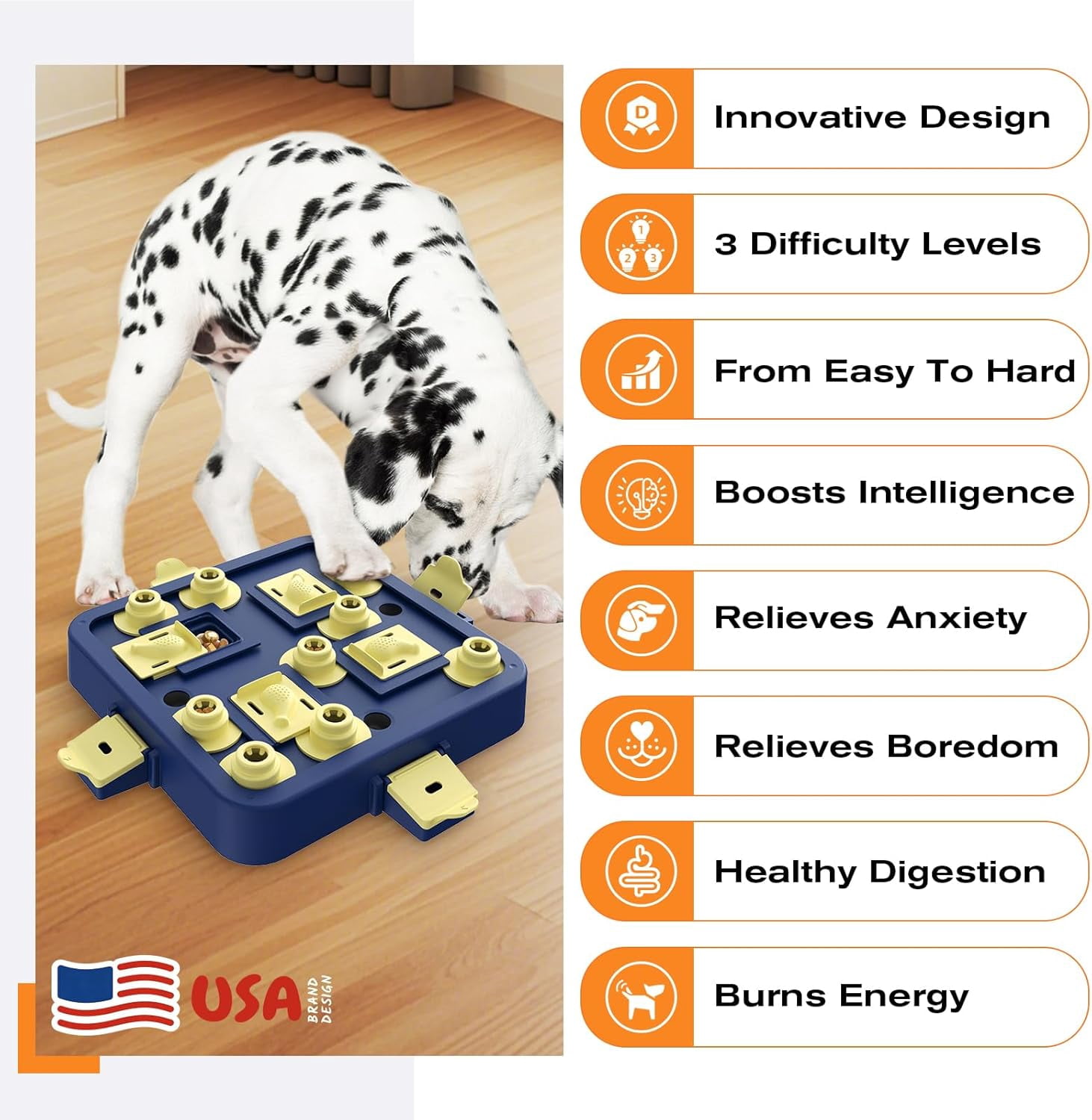 Dog Chess Puzzle Toy, U.S. Brand & Design - 3 Levels of Step-by-Step Challenge,Easy-to-Advanced for Smart Dogs Interactive Boredom Buster Mental Stimulation Enrichment Puppy Treat Brain Games