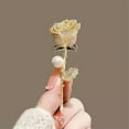 thumbnail image 3 of GKNET Metal Full Diamond Pearl Rose Brooch Cute Large Corsage-Gold, 3 of 7