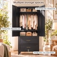 thumbnail image 6 of ShiKeyi 70" Tall Metal Wardrobe Cabinet with 1 Drawer and Hanging Rod, 2 Doors Wardrobe Closet with Shelf for Bedroom, Black, 6 of 10