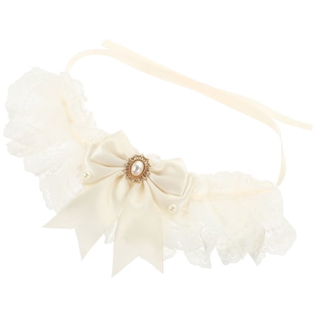 Uonlytech Charming White Dog Collar with Lace Stylish Pet Wedding Scarf and Holiday Decor