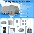 thumbnail image 2 of ABORON Upgraded Travel Trailer RV Cover,Fits 24'- 26' RVs - 300D Top Oxford Cloth - Rip-Resistant, Anti-UV, Durable, and All-Season Camper Cover with Jack Cover 4 Tire Covers and Gutter Covers, 2 of 8