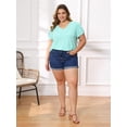 thumbnail image 2 of DARING DIVA Women's Plus Tulip Sleeve V Neck T Shirts Basic Blouses 1X Mint Green, 2 of 6