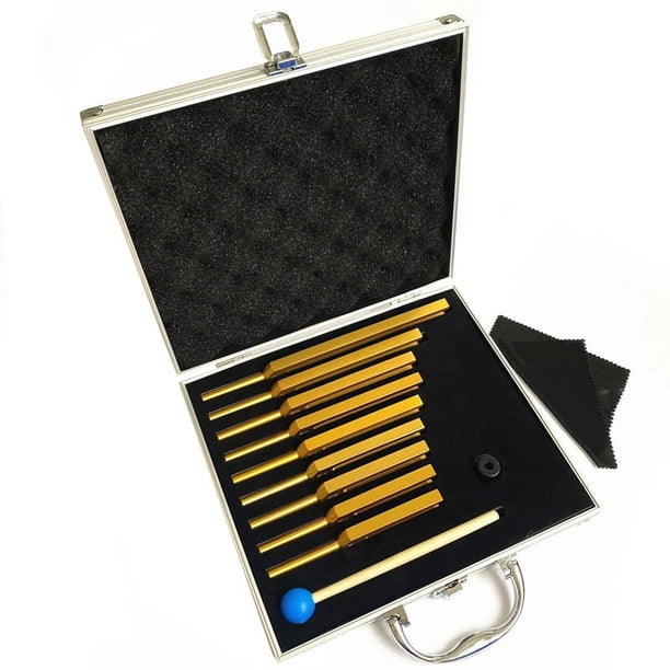 9 Diapasones Dorados para Terapia, Terapia de Sonido, InmovilizacióN Corporal con Caja de Regalo de Aluminio, Juego de Diapasones