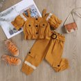 thumbnail image 2 of Sngxgn Girls Clothes 2 Piece Outfit Top Pants Set with Shirt(Brown,100), 2 of 8