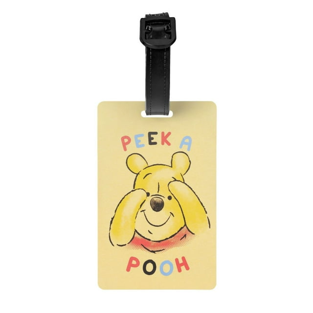 Custom Winnie The Pooh Luggage Tags for Suitcases Cute Cartoon Bear Baggage Tags Privacy Cover ID Label