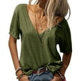 thumbnail image 3 of Tops for Women Trendy Coffee Shirts for Women Silk T Shirt Sheer Mesh Polyester Spandex Tees Tech Running Shirts Petite Short Sleeve Tops Polyester Shirt Long Sleeve Loose 3/ 4 Denim Big Green M, 3 of 5