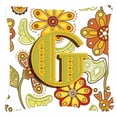 thumbnail image 3 of Letter I Floral Mustard and Green Fabric Decorative Pillow, 3 of 6