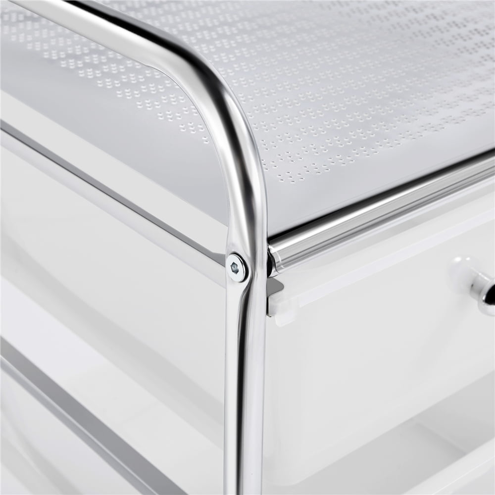 Yaheetech 15 Drawers Rolling Storage Cart Bin Organizer Metal Frame Plastic Drawers, White