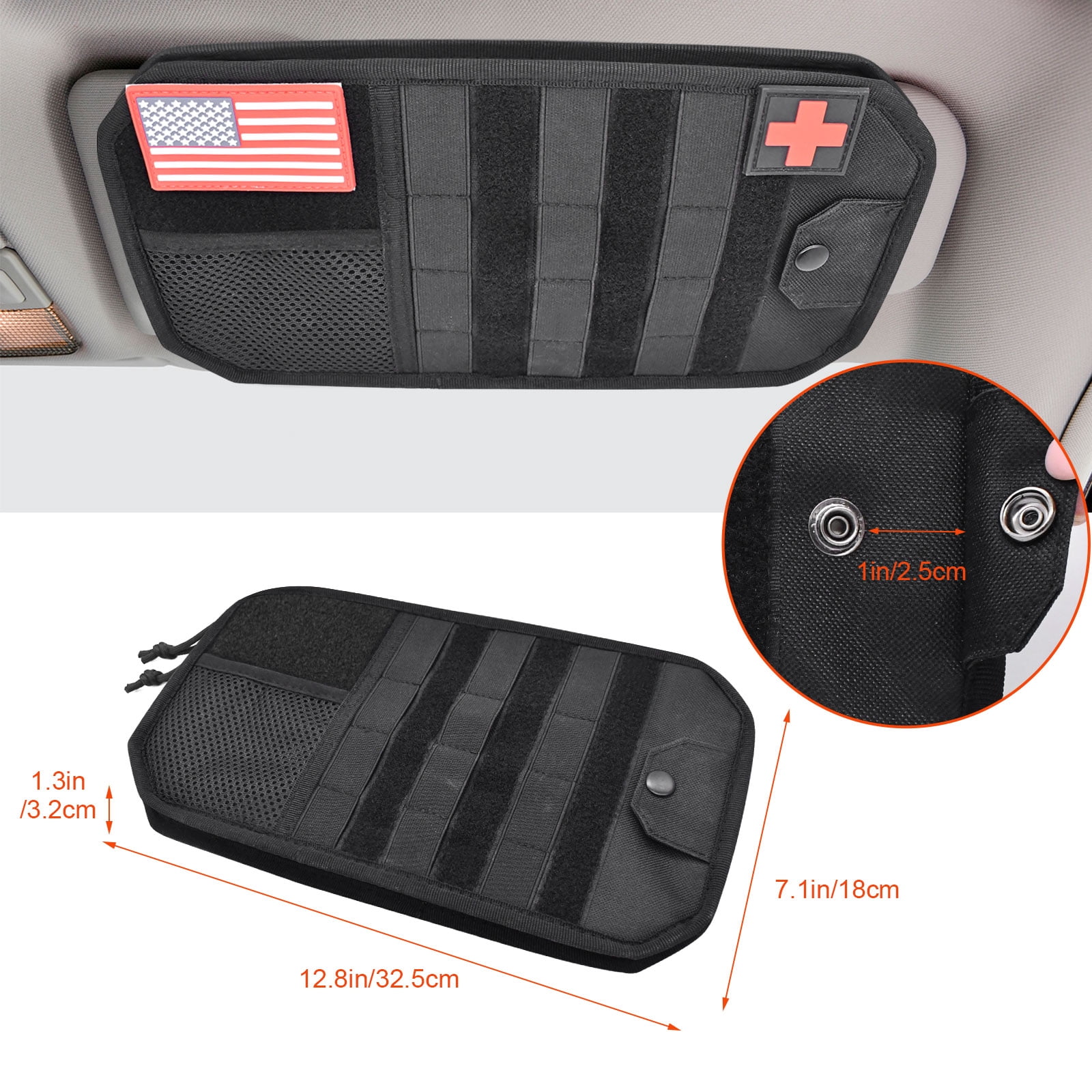 JJMY 1000D Sun Visor Storage Bag Organizer Pouch Sunglasses Holder Hard Molle Panel