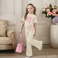 thumbnail image 2 of Piomll Girls Outfit Sets Casual Short Sleeve With Print Design Athletic Clothes, 2 of 5