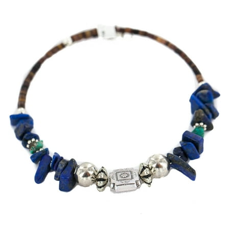 - Navajo Certified Authentic Natural Turquoise Heishi Lapis Lazuli Native American Adjustable Wrap Bracelet