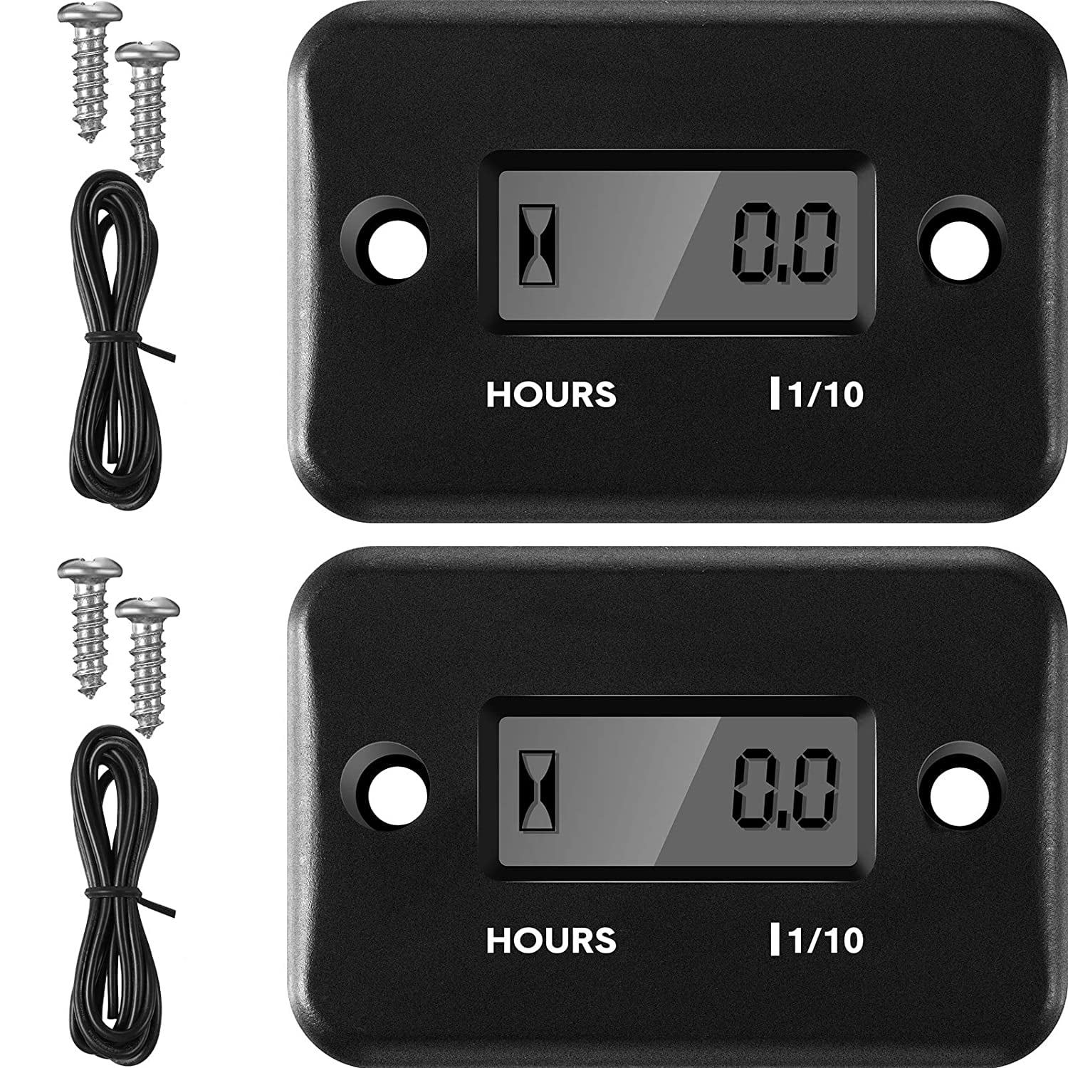 Blue 2 Pieces Inductive Hour Meters Digital Engine Meter Automatically Shutdown Tachometers Small Hour Tachometers for Motorcycle Lawn Mower Generator Chainsaws