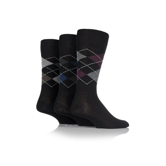 Men's Black Based Argyle Crew Sock