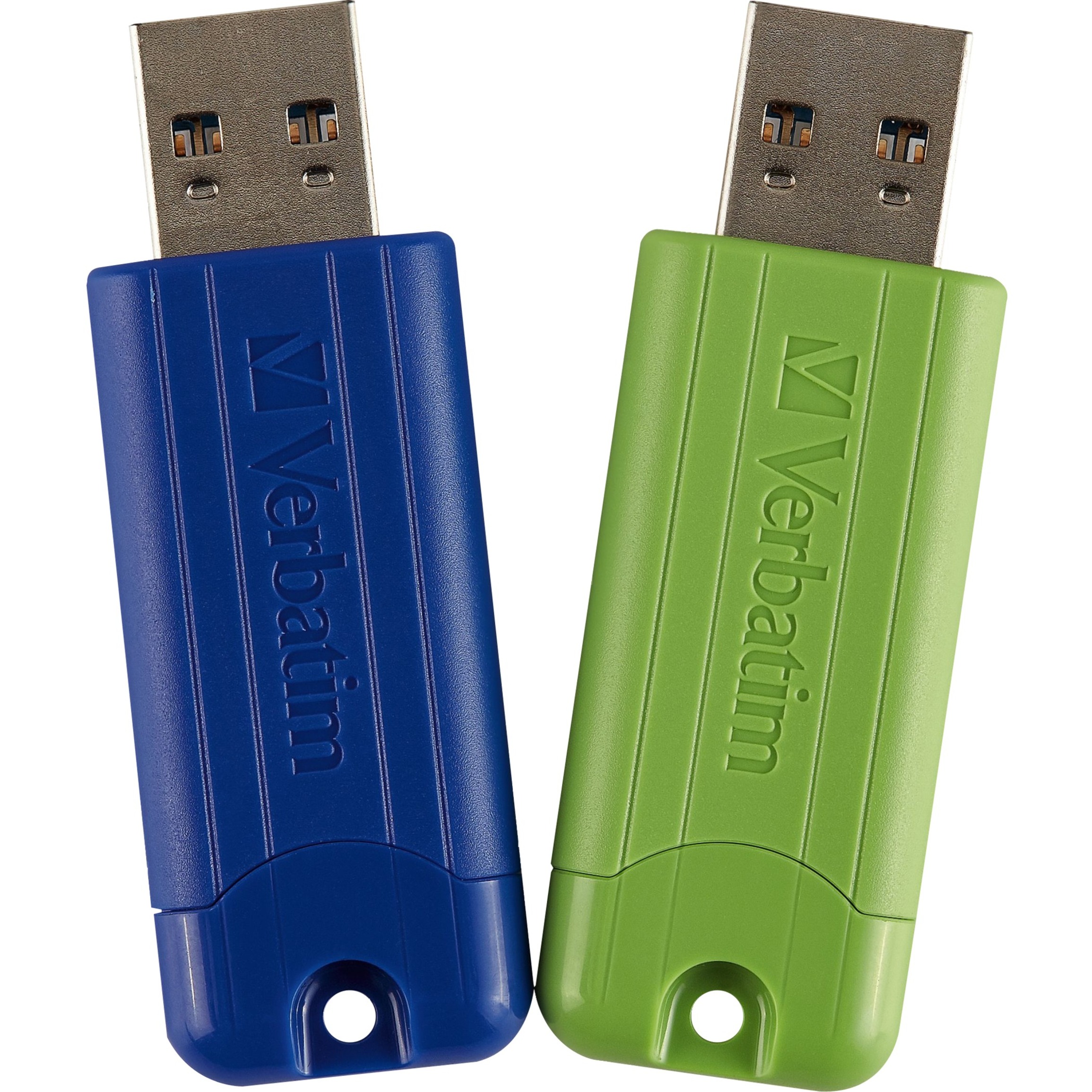 16GB PinStripe USB 3.2 Gen 1 Flash Drive, 2pk, Blue, Green