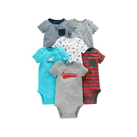 

Simple Joys by Carter s Baby Boys 6-Pack Short-Sleeve Bodysuit Navy/Red 6-9 Months