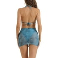 thumbnail image 3 of INSPIRE CHIC Women's Tie Dye Halter Bikini Sets, 3 Piece Tie Back Swimsuit Triangle Bottom Cover Up Skirt Swimwear X-Small Blue, 3 of 5