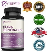 Grevip Pure Trans-Resveratrol 1500mg - with Quercetin - Anti-Aging, Hair, Skin & Nail Health 120 Capsules