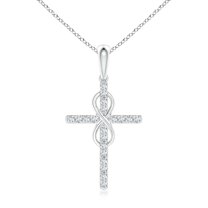 ANGARA Natural Diamond Cross and Infinity Pendant in 14K White Gold for Women (Size-1mm| Color-G| Clarity-VS2) | April Birthstone, Anniversary, Jewelry Gift for Women | Natural Diamond Necklace