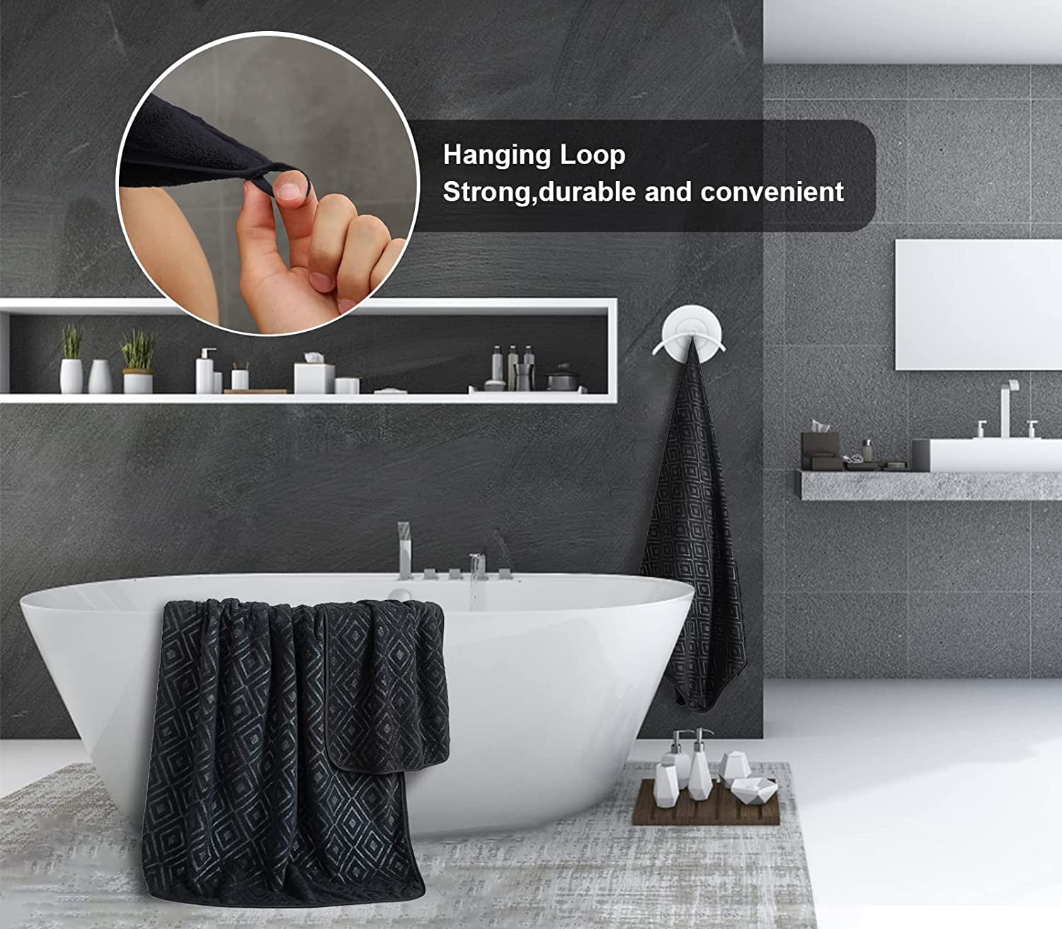 Jessy Home 4 Pack Bath Towels Black Oversized Bath Sheet 35"x70"-600 GSM Soft Extra Large Bath Towel Set