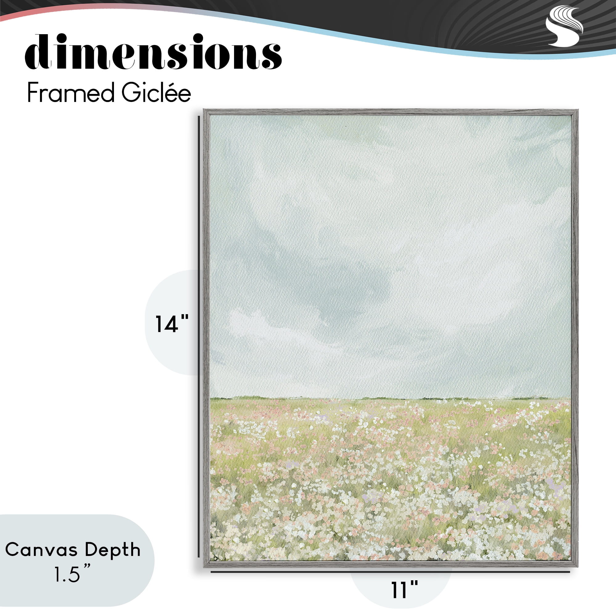 Stupell Industries Budding Field In Spring Gray Framed Giclee Art, design by Leah Straatsma