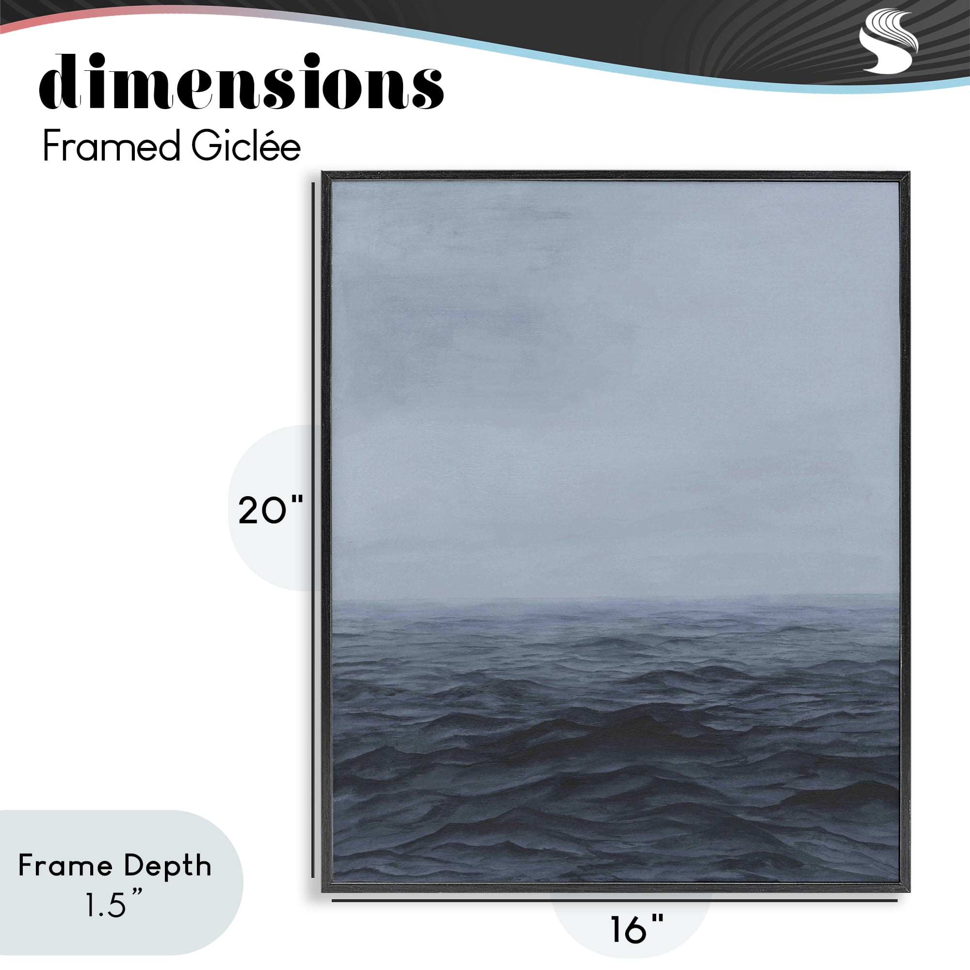 Stupell Industries Vast Ocean Expanse Black Framed Giclee Art, design by Michael Willett