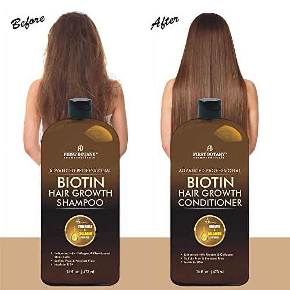 First Botany, Biotin Hair Growth Shampoo Conditioner Anti Hair Loss Thickening formula Collagen & Stem Cell For Hair Regrowth Anti Thinning Sulfate Free For Men Women Anti Dandruff Treatment 16 oz