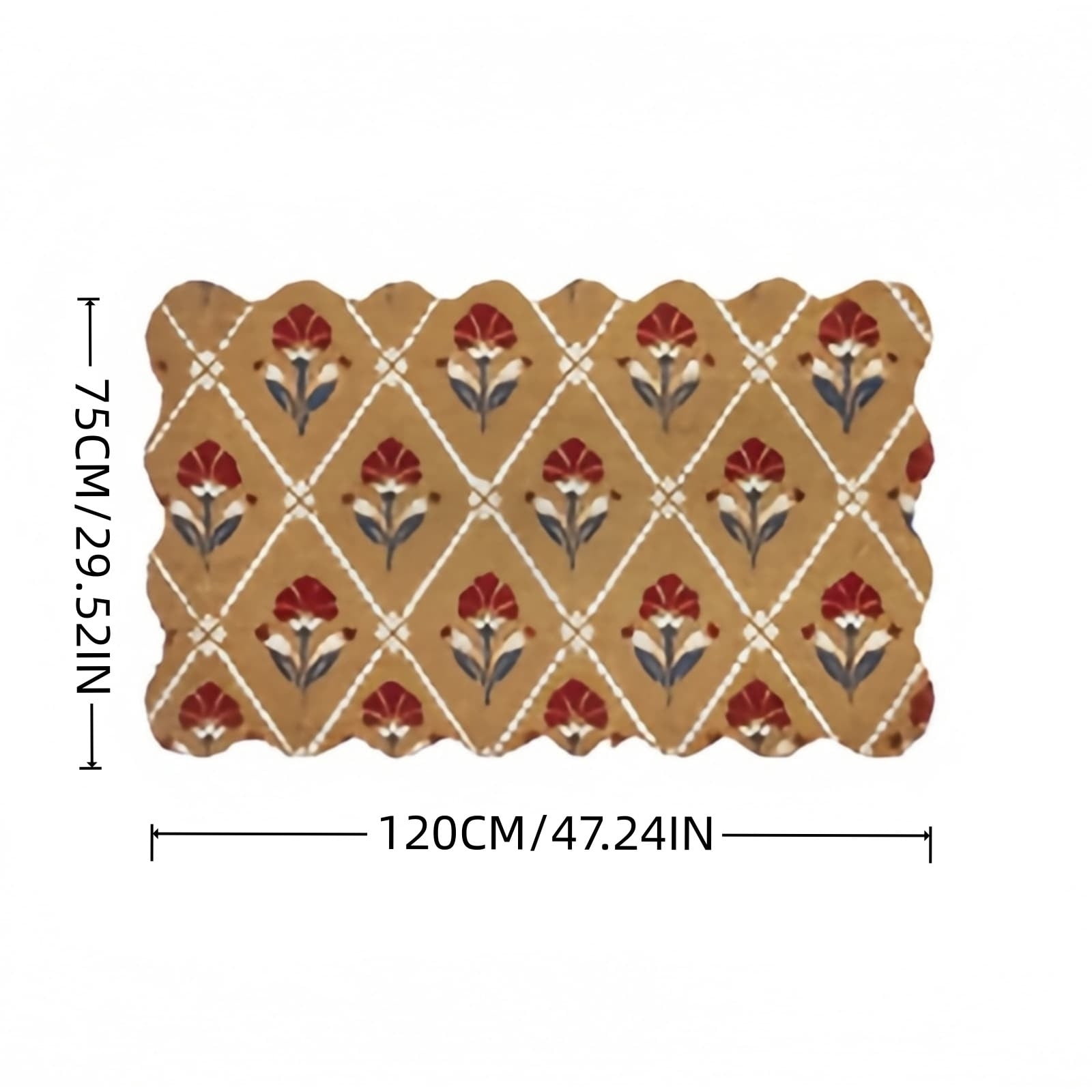 Bxaolu Front Door Mat, Low Profile Doormat, Fade Resistant, Easy to Clean, for Indoor and Outdoor Entrances, Patio Porch or Entryway, Brown (47.2x29.5 Inch, Floral)