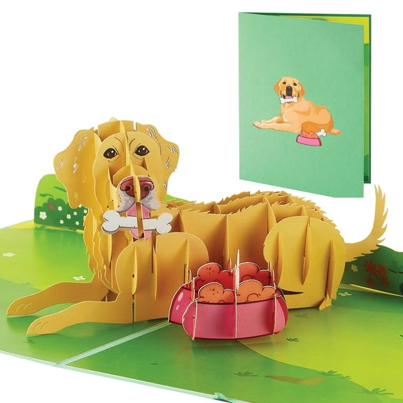 IOYOUNOW Golden Retriever Pop Up Card - 6x12 Inch Pet Love Greeting Card with Adorable 3D Design - Perfect for Dog Lovers Birthdays Card