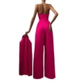 thumbnail image 4 of Aunavey Women's V Neck Backless Long Wide Leg Pant Jumpsuit Elegant Spaghetti Strap Sleeveless Romper, 4 of 5