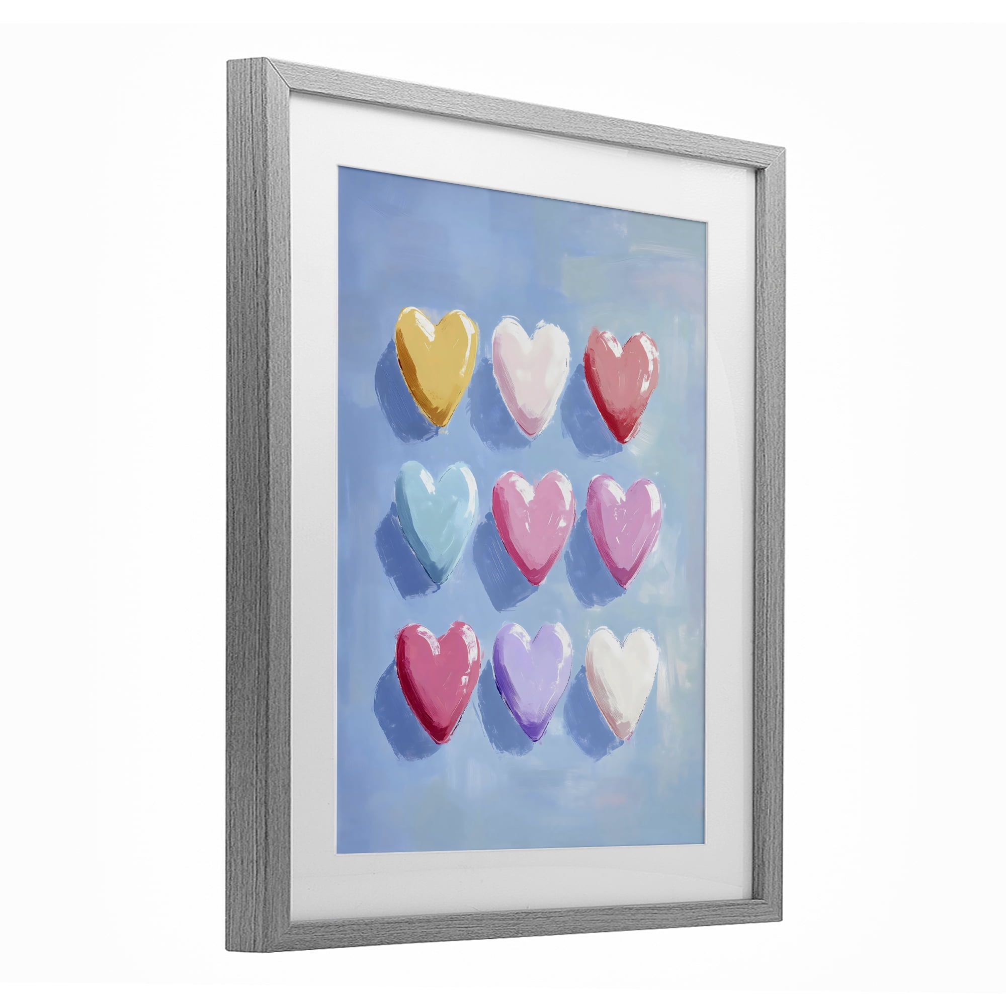 Stupell Industries Pastel Heart Grid Gray Framed Print Under Glass, design by The Prints Vibe