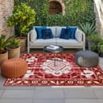 thumbnail image 2 of Red Boho Outdoor Rug for Patio/Deck/Porch, Non-Slip Large Area Rug 5 x 7 Ft, Multicolored Colorful Tainted Pattern Tribal Indoor Outdoor Rugs Washable Area Rugs, Reversible Camping Rug Carpet Runner, 2 of 8