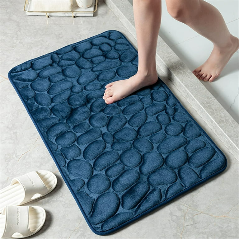 Black Bathroom Rugs Memory Foam Bath Mats for Bathroom Floor Mats  Cobblestone Non-Slip Bath Rug Water Absorbent Indoor Door Mat Outdoor  Kitchen Rug