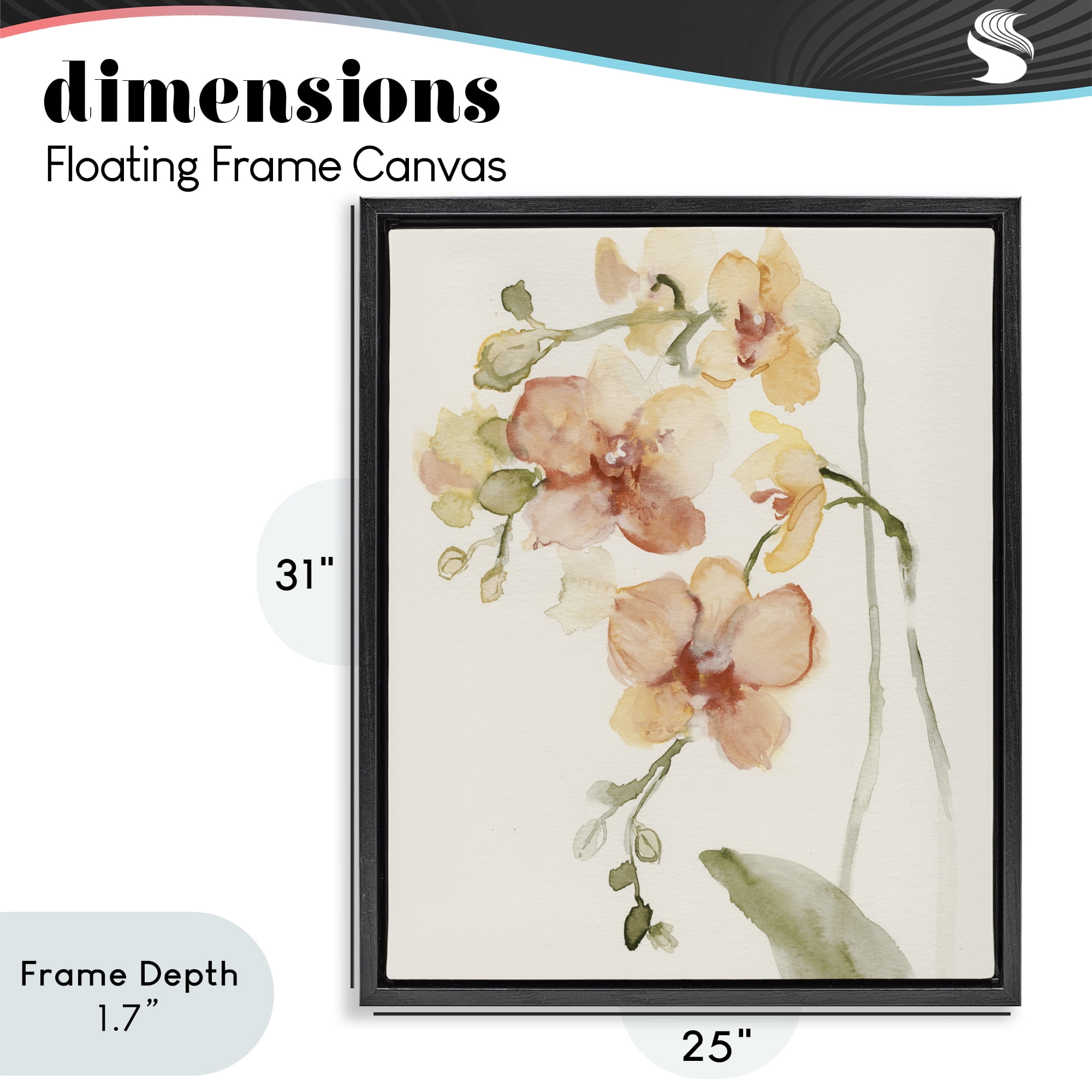 Stupell Industries Peach Orchid in Bloom Black Framed Floater Canvas Wall Art, design by Victoria Barnes