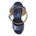 thumbnail image 4 of YDN Women's Open Toe Platform Sandals Wooden Block High Heels with Adjustable Ankle Buckle Strap Daily Casual Outfit Party Shoes Size 8 Blue, 4 of 4