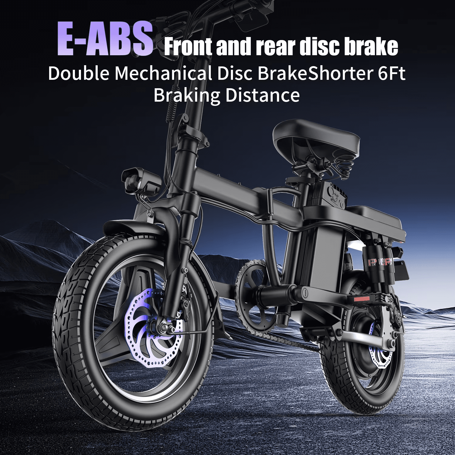 GWEIT 14" Folding Electric Bikes for Adults, Peak 1000W 25 MPH Speed Electric Mountain Bike for Teens, 48V 13Ah & 45 Miles, Full Suspension Folding Ebikes for Adults UL2849 Certified