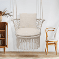 thumbnail image 3 of Magshion Hammock Chair, Hanging Swing with Macrame and Cushion, Hanging Cotton Rope Chair for Indoor Outdoor Bedroom Patio Yard Deck Garden Porch, 350lbs Capacity, Beige, 3 of 10