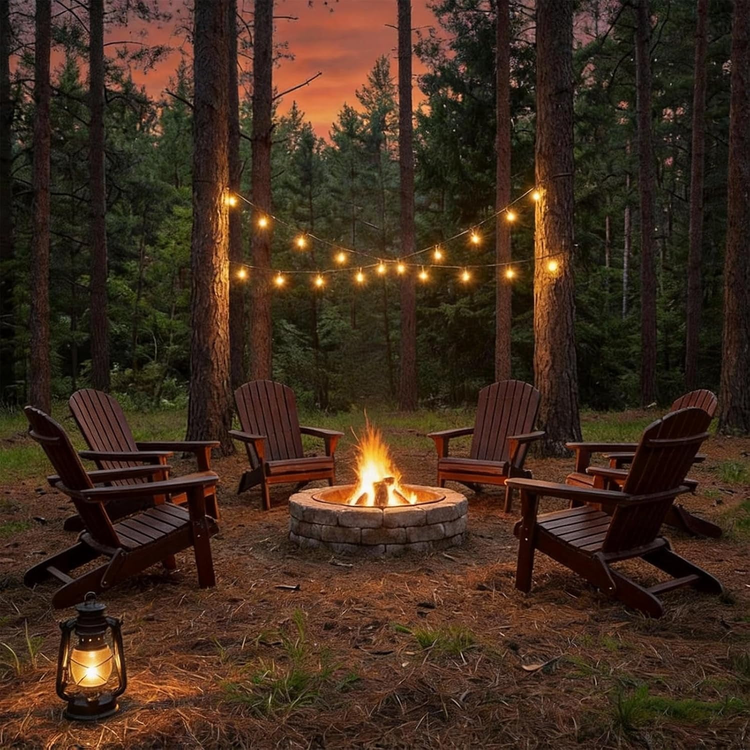 PEXMOR Folding Adirondack Chair, Wood Accent Fire Pit Chair, Outdoor Patio Lounge