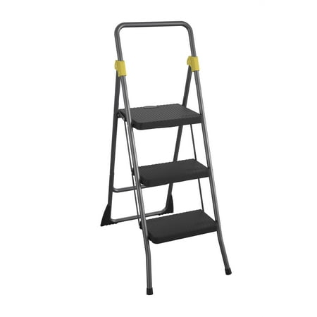COSCO 3-Step Folding Steel Step Stool (Commercial) (Grey/Grey/Orange)
