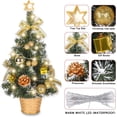thumbnail image 2 of Árbol de Navidad pequeño de 40 cm con luces, mini árbol de decoración de escritorio con adorno de estrella, bolas, lazos y piñas, 2 of 4