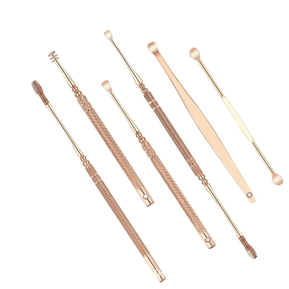 WREESH Stainless Steel Ear Pick 6-piece Set Rose Gold Ear Pick Ear Pick Spring Ear Pick